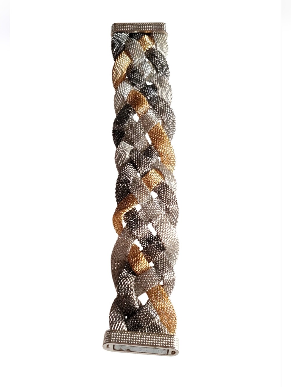 Vtg. Braided Metallic Multi-Color Magnetic Bracelet
